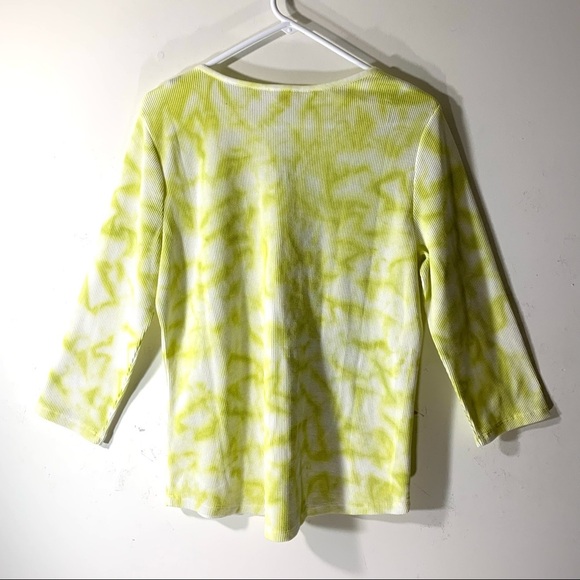 Style & Co Lime Tie Dyed Waffle Knit Henley Top NWT - Picture 5 of 9